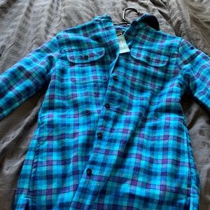 Girls flannel/fleece button jacket hoodie LL Bean